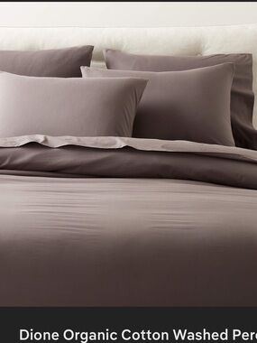 NWT CB2 Dione Organic Cotton Washed Sheet Set - Chatcoal